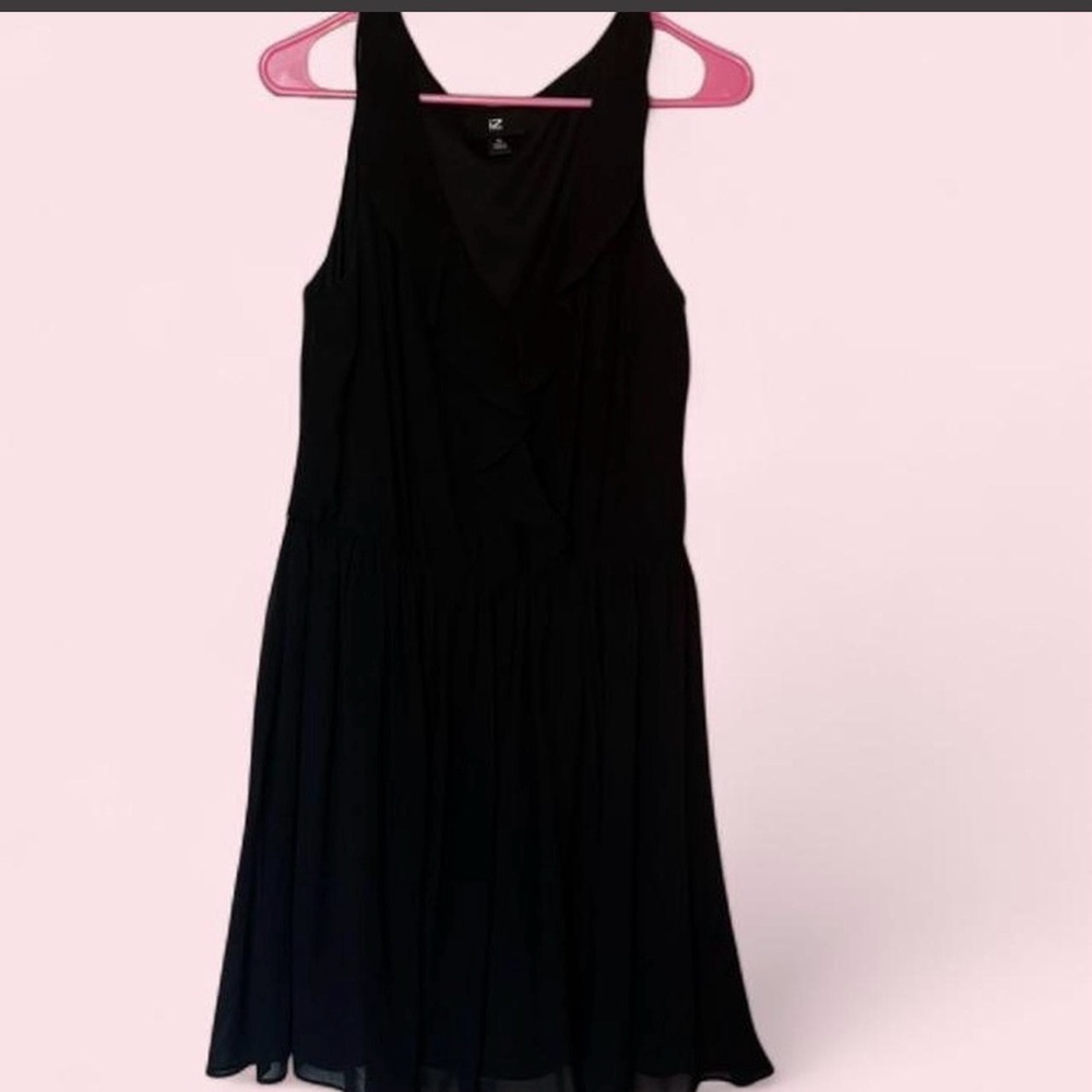 Iz Byer Black Satin V-Neck Top